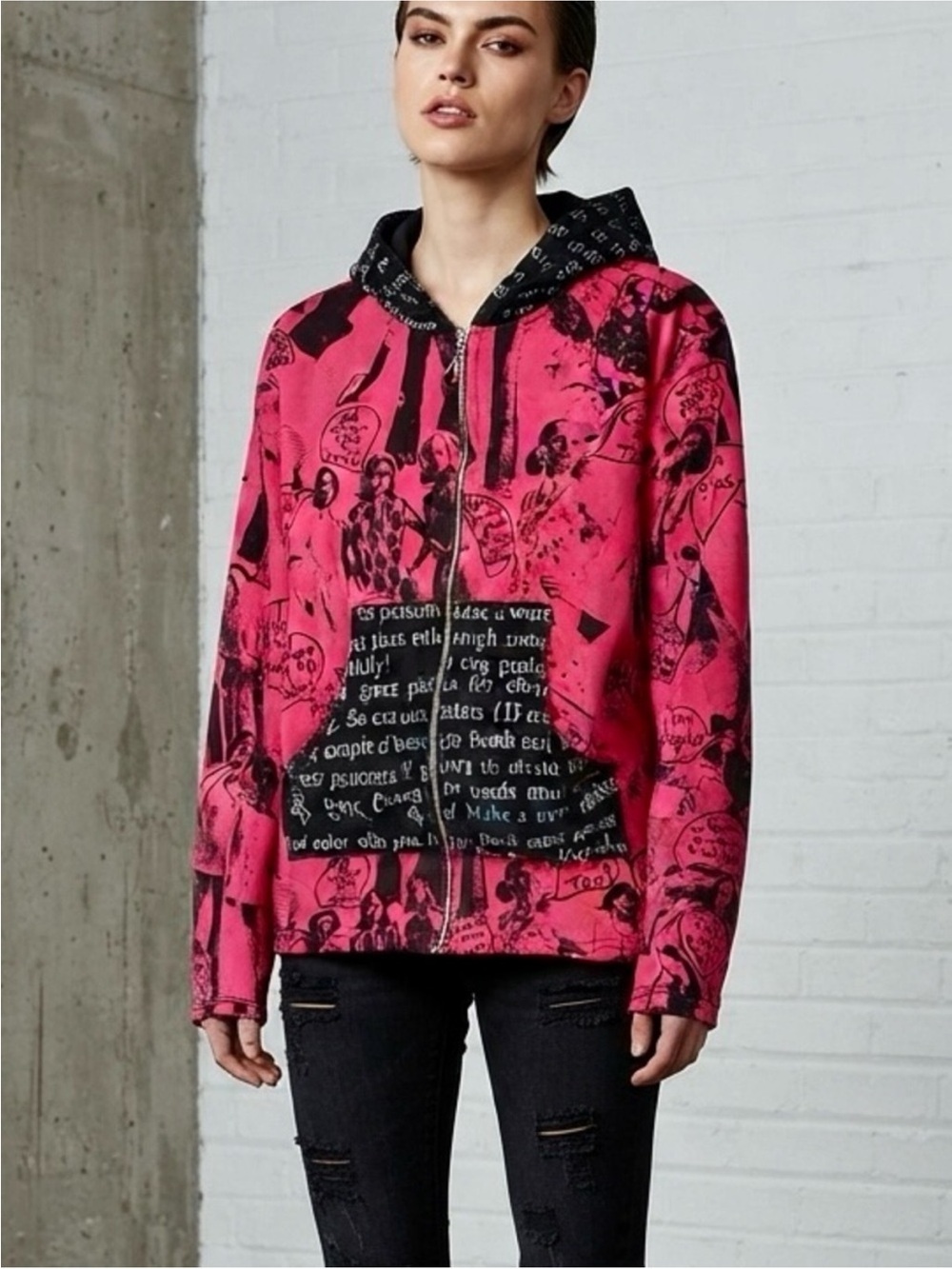 Vintage Peach Berserk
"Gals on Top" Quote Hoodie | Edgy Hand-Printed Streetwear